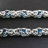 Byzantine Link Chain for Men Stainless Steel Silver Necklace Biker Gift