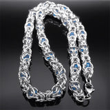 Byzantine Link Chain for Men Stainless Steel Silver Necklace Biker Gift