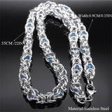 Byzantine Link Chain for Men Stainless Steel Silver Necklace Biker Gift