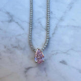 Sexy Stainless Steel Tennis Zircon Necklace for Women