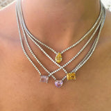 Sexy Stainless Steel Tennis Zircon Necklace for Women