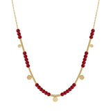 Boho Stainless Steel Charm Layered Necklaces Vintage Red Acrylic Beads Chains