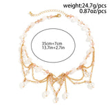 Kpop Butterfly Pearl Choker Necklace Tassel Chain Jewelry