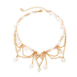 Kpop Butterfly Pearl Choker Necklace Tassel Chain Jewelry