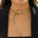 Steampunk Cuban Chain Charm Choker Necklace for Women