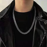 Titanium Steel Silver Cuban Chain Necklaces for Men Women