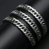Titanium Steel Silver Cuban Chain Necklaces for Men Women