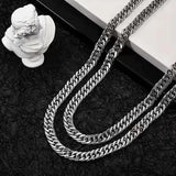 Titanium Steel Silver Cuban Chain Necklaces for Men Women