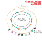 Bohemian Stone Pendant Necklace Colorful Crystal Choker