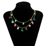 Bohemian Stone Pendant Necklace Colorful Crystal Choker