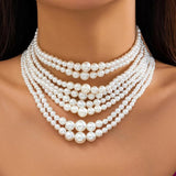 Pearl Beads Chain Necklace Collares Round Circle Choker Y2K Jewelry