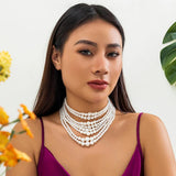 Pearl Beads Chain Necklace Collares Round Circle Choker Y2K Jewelry
