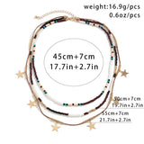 Boho Seed Beads Butterfly Leaf Tassel Choker Necklace