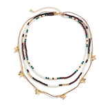 Boho Seed Beads Butterfly Leaf Tassel Choker Necklace