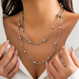 Punk Silver Chain Necklace for Women Beads Choker