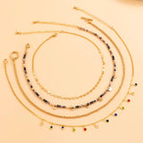 Boho Rainbow Crystal Tassel Pendant Choker Necklace