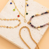 Boho Rainbow Crystal Tassel Pendant Choker Necklace