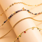 Boho Rainbow Crystal Tassel Pendant Choker Necklace