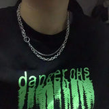 Punk Layered Stainless Steel Chain Necklace Hip Hop Buckle Choker