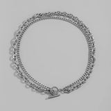 Punk Layered Stainless Steel Chain Necklace Hip Hop Buckle Choker