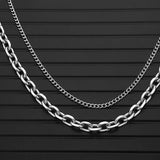 Punk Layered Stainless Steel Chain Necklace Hip Hop Buckle Choker