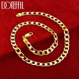 24K 8mm 24 Inch Sideways Chain Necklace For Women Men