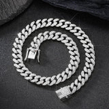 Prong Cuban Link Chain Hip Hop Men Necklace 2/3 Row Rhinestone Paved