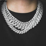 Prong Cuban Link Chain Hip Hop Men Necklace 2/3 Row Rhinestone Paved