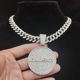 Hip Hop KONDE BOY Letters Pendant Necklace Cuban Chain Bling Necklaces
