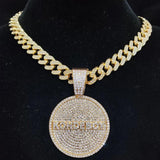 Hip Hop KONDE BOY Letters Pendant Necklace Cuban Chain Bling Necklaces