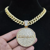 Hip Hop KONDE BOY Letters Pendant Necklace Cuban Chain Bling Necklaces