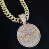 Hip Hop KONDE BOY Letters Pendant Necklace Cuban Chain Bling Necklaces