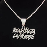 Men Women Hip Hop Letter Pendant Necklace with Cuban Chain