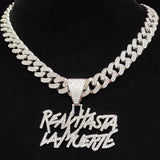 Men Women Hip Hop Letter Pendant Necklace with Cuban Chain