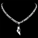 Hexagram Magen Star of David Map Pendant Necklace Stainless Steel Chain Necklace
