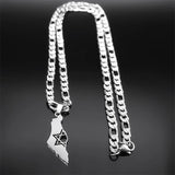 Hexagram Magen Star of David Map Pendant Necklace Stainless Steel Chain Necklace