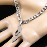 Hexagram Magen Star of David Map Pendant Necklace Stainless Steel Chain Necklace