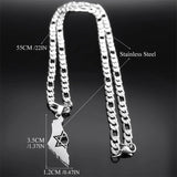 Hexagram Magen Star of David Map Pendant Necklace Stainless Steel Chain Necklace