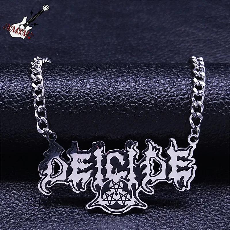 DEICIDE Pendant Necklace Stainless Steel Silver Punk Heavy Metal Chain Necklaces