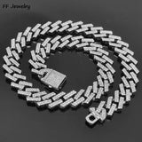 12/15MM Prong Cuban Link Chain Hip Hop Men Necklace Bling Iced Out 2 Row