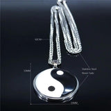 Yin Yang Gossip Stainless Steel Chain Necklace Men Women Silver BL20S03