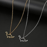 Brachiosaurus Dinosaur Necklace Stainless Steel Punk Neck Chain Animal Jewelry
