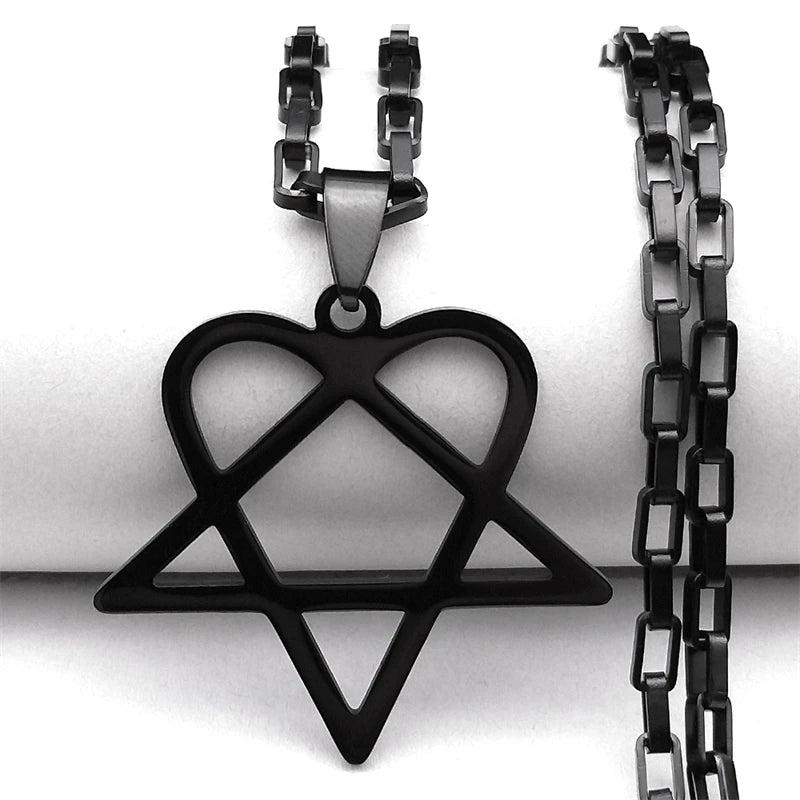 Heartagram Star Heart Necklace for Women Men