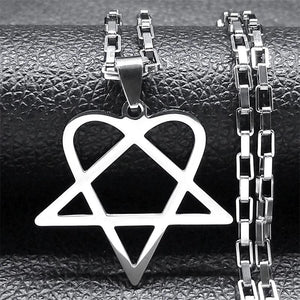 Heartagram Star Heart Necklace for Women Men