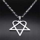 Heartagram Star Heart Necklace for Women Men