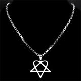 Heartagram Star Heart Necklace for Women Men