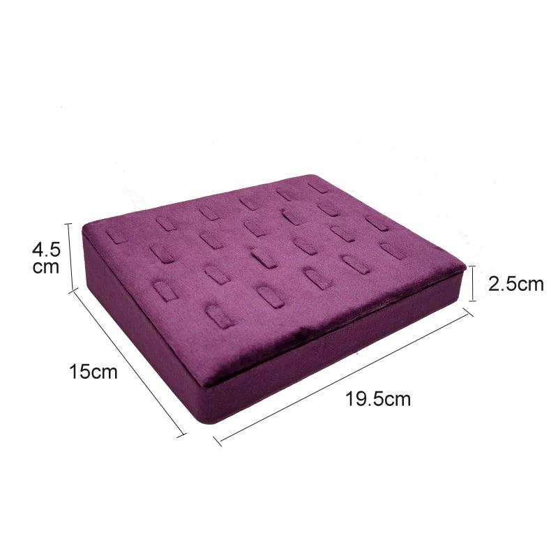 Purple Velvet Beveled 22 Position Ring Ornaments Display Stand