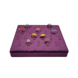 Purple Velvet Beveled 22 Position Ring Ornaments Display Stand