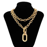 Hiphop Layered Chain Necklace with Big Pendant - Thick Chain Jewelry