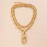 Hiphop Layered Chain Necklace with Big Pendant - Thick Chain Jewelry